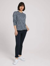 Gedessineerde blouse met ruches - Vrouwen - blue offwhite minimal Gedessineerde blouse met ruches - Vrouwen - blue offwhite minimal - 3 - TOM TAILOR