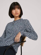 Gedessineerde blouse met ruches - Vrouwen - blue offwhite minimal Gedessineerde blouse met ruches - Vrouwen - blue offwhite minimal - 5 - TOM TAILOR
