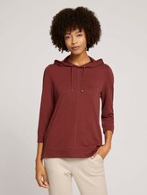 3/4-sleeved shirt with a hood - Women - dark maroon red 3/4-sleeved shirt with a hood - Women - dark maroon red - 1 - TOM TAILOR