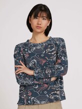 Sweatshirt with side slits - Women - blue apricot paisley design Sweatshirt with side slits - Women - blue apricot paisley design - 1 - TOM TAILOR