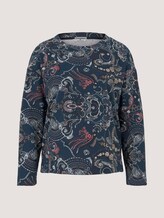 Sweatshirt with side slits - Women - blue apricot paisley design Sweatshirt with side slits - Women - blue apricot paisley design - 7 - TOM TAILOR