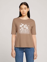 Shirt met halve mouwen en print van biologisch katoen - Vrouwen - french clay beige melange Shirt met halve mouwen en print van biologisch katoen - Vrouwen - french clay beige melange - 1 - TOM TAILOR