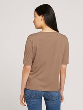 Shirt met halve mouwen en print van biologisch katoen - Vrouwen - french clay beige melange Shirt met halve mouwen en print van biologisch katoen - Vrouwen - french clay beige melange - 2 - TOM TAILOR