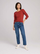 Shirt met 3/4 mouwen en ruches - Vrouwen - dark maroon red Shirt met 3/4 mouwen en ruches - Vrouwen - dark maroon red - 3 - TOM TAILOR