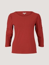 Shirt met 3/4 mouwen en ruches - Vrouwen - dark maroon red Shirt met 3/4 mouwen en ruches - Vrouwen - dark maroon red - 7 - TOM TAILOR