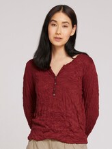 Henley-overhemd in gekreukte look - Vrouwen - dark maroon red Henley-overhemd in gekreukte look - Vrouwen - dark maroon red - 1 - TOM TAILOR