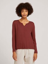 7/8 Shirt mit LENZING™ ECOVERO™ - Frauen - dark maroon red 7/8 Shirt mit LENZING™ ECOVERO™ - Frauen - dark maroon red - 1 - TOM TAILOR
