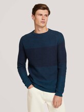 textured sweater with organic cotton - Men - navy petrol degrade textured sweater with organic cotton - Men - navy petrol degrade - 1 - TOM TAILOR Denim
