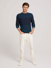 textured sweater with organic cotton - Men - navy petrol degrade textured sweater with organic cotton - Men - navy petrol degrade - 3 - TOM TAILOR Denim