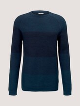textured sweater with organic cotton - Men - navy petrol degrade textured sweater with organic cotton - Men - navy petrol degrade - 7 - TOM TAILOR Denim