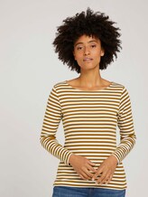 Gestreiftes Langarmshirt mit Bio-Baumwolle - Frauen - green offwhite stripe Gestreiftes Langarmshirt mit Bio-Baumwolle - Frauen - green offwhite stripe - 1 - TOM TAILOR