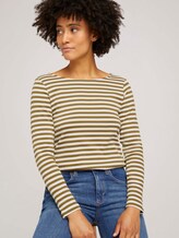 Gestreiftes Langarmshirt mit Bio-Baumwolle - Frauen - green offwhite stripe Gestreiftes Langarmshirt mit Bio-Baumwolle - Frauen - green offwhite stripe - 5 - TOM TAILOR