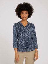 Henleyshirt met patroon en TENCEL™ modal - Vrouwen - blue beige minimal Henleyshirt met patroon en TENCEL™ modal - Vrouwen - blue beige minimal - 1 - TOM TAILOR