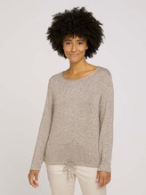 Langarmshirt mit Tunnelzug - Frauen - french clay beige melange Langarmshirt mit Tunnelzug - Frauen - french clay beige melange - 1 - TOM TAILOR