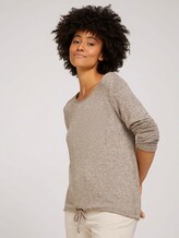 Langarmshirt mit Tunnelzug - Frauen - french clay beige melange Langarmshirt mit Tunnelzug - Frauen - french clay beige melange - 5 - TOM TAILOR