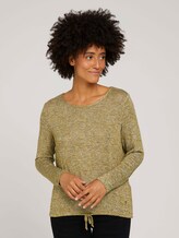 Shirt met lange mouwen en trekkoord - Vrouwen - khaki olive melange Shirt met lange mouwen en trekkoord - Vrouwen - khaki olive melange - 1 - TOM TAILOR