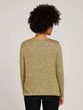 Shirt met lange mouwen en trekkoord - Vrouwen - khaki olive melange Shirt met lange mouwen en trekkoord - Vrouwen - khaki olive melange - 2 - TOM TAILOR