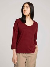 3/4-sleeved shirt with texture - Women - dark maroon red 3/4-sleeved shirt with texture - Women - dark maroon red - 1 - TOM TAILOR