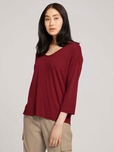 3/4-sleeved shirt with texture - Women - dark maroon red 3/4-sleeved shirt with texture - Women - dark maroon red - 5 - TOM TAILOR