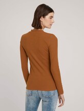 long-sleeved shirt with a stand-up collar - Women - amber brown long-sleeved shirt with a stand-up collar - Women - amber brown - 2 - TOM TAILOR Denim