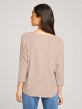 Shirt mit V-Ausschnitt - Frauen - creme beige melange Shirt mit V-Ausschnitt - Frauen - creme beige melange - 2 - TOM TAILOR Denim