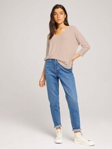 Shirt mit V-Ausschnitt - Frauen - creme beige melange Shirt mit V-Ausschnitt - Frauen - creme beige melange - 3 - TOM TAILOR Denim