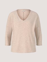 Shirt mit V-Ausschnitt - Frauen - creme beige melange Shirt mit V-Ausschnitt - Frauen - creme beige melange - 7 - TOM TAILOR Denim