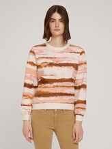 Cropped sweatshirt met gestreept patroon - Vrouwen - batik stripe Cropped sweatshirt met gestreept patroon - Vrouwen - batik stripe - 1 - TOM TAILOR Denim