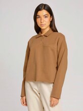 cropped polo sweatshirt with organic cotton - Women - soft camel cropped polo sweatshirt with organic cotton - Women - soft camel - 1 - TOM TAILOR Denim