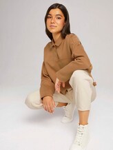 cropped polo sweatshirt with organic cotton - Women - soft camel cropped polo sweatshirt with organic cotton - Women - soft camel - 5 - TOM TAILOR Denim