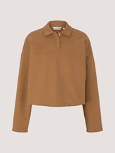 cropped polo sweatshirt with organic cotton - Women - soft camel cropped polo sweatshirt with organic cotton - Women - soft camel - 7 - TOM TAILOR Denim