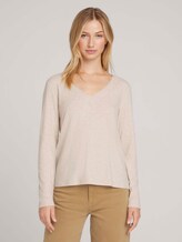 shirt met lange mouwen - Vrouwen - cozy beige melange shirt met lange mouwen - Vrouwen - cozy beige melange - 1 - TOM TAILOR Denim