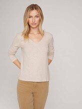 shirt met lange mouwen - Vrouwen - cozy beige melange shirt met lange mouwen - Vrouwen - cozy beige melange - 5 - TOM TAILOR Denim