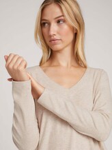 shirt met lange mouwen - Vrouwen - cozy beige melange shirt met lange mouwen - Vrouwen - cozy beige melange - 9 - TOM TAILOR Denim