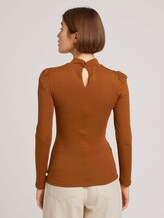 Long-sleeved shirt with puff sleeves - Women - amber brown Long-sleeved shirt with puff sleeves - Women - amber brown - 2 - TOM TAILOR Denim
