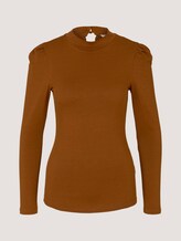 Long-sleeved shirt with puff sleeves - Women - amber brown Long-sleeved shirt with puff sleeves - Women - amber brown - 7 - TOM TAILOR Denim