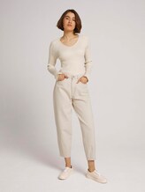 Strickpullover aus feinem Ripp mit LENZING™ ECOVERO™ - Frauen - creme beige melange Strickpullover aus feinem Ripp mit LENZING™ ECOVERO™ - Frauen - creme beige melange - 3 - TOM TAILOR Denim
