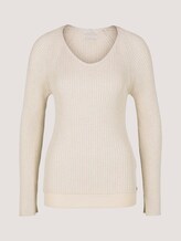 Strickpullover aus feinem Ripp mit LENZING™ ECOVERO™ - Frauen - creme beige melange Strickpullover aus feinem Ripp mit LENZING™ ECOVERO™ - Frauen - creme beige melange - 7 - TOM TAILOR Denim