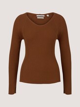Gebreide trui gemaakt van fijne rib - Vrouwen - amber brown Gebreide trui gemaakt van fijne rib - Vrouwen - amber brown - 7 - TOM TAILOR Denim