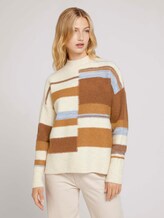 Striped sweater - Women - beige brown patchwork stripes Striped sweater - Women - beige brown patchwork stripes - 1 - TOM TAILOR Denim