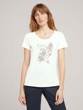 T-Shirt mit Bio-Baumwolle - Frauen - Wool White T-Shirt mit Bio-Baumwolle - Frauen - Wool White - 1 - TOM TAILOR
