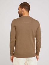 Mottled knitted sweater - Men - havana brown melange Mottled knitted sweater - Men - havana brown melange - 2 - TOM TAILOR