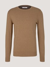 Mottled knitted sweater - Men - havana brown melange Mottled knitted sweater - Men - havana brown melange - 7 - TOM TAILOR