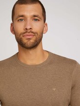 Mottled knitted sweater - Men - havana brown melange Mottled knitted sweater - Men - havana brown melange - 9 - TOM TAILOR