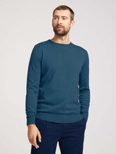 Melierter Strickpullover - Männer - medium blue ashes melange Melierter Strickpullover - Männer - medium blue ashes melange - 1 - TOM TAILOR