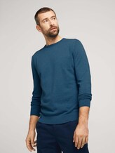 Melierter Strickpullover - Männer - medium blue ashes melange Melierter Strickpullover - Männer - medium blue ashes melange - 5 - TOM TAILOR