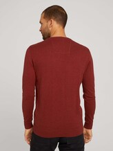Mottled sweater with a V-neckline - Men - spicy chocolate melange Mottled sweater with a V-neckline - Men - spicy chocolate melange - 2 - TOM TAILOR
