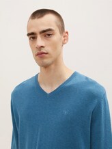 Melierter Pullover mit V-Ausschnitt - Männer - medium blue ashes melange Melierter Pullover mit V-Ausschnitt - Männer - medium blue ashes melange - 9 - TOM TAILOR