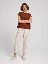 short-sleeved blouse with a stand-up collar - Women - amber brown short-sleeved blouse with a stand-up collar - Women - amber brown - 3 - TOM TAILOR Denim
