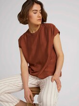 short-sleeved blouse with a stand-up collar - Women - amber brown short-sleeved blouse with a stand-up collar - Women - amber brown - 5 - TOM TAILOR Denim